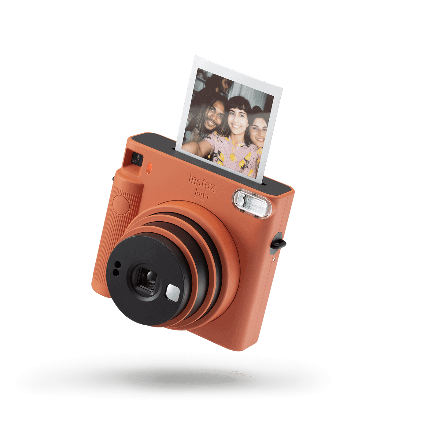 instax SQ1 side view with picture in brown